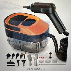 NIB Orange and Black Steam Cleaner with Accessories